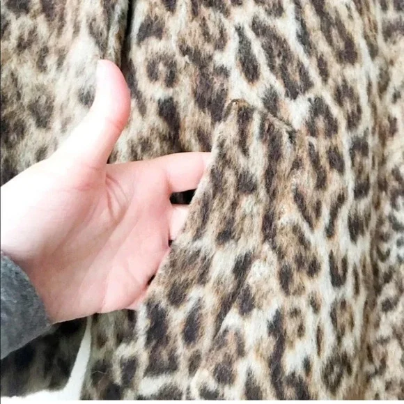 J. Crew Animal Trench Coat Double Leopard 00 Wool Textured - Picture 9 of 13